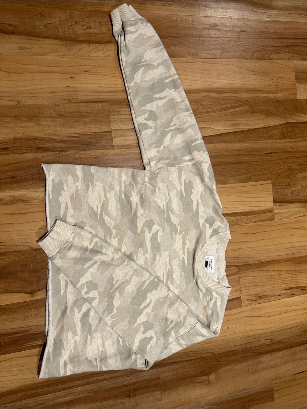 American Eagle Outfitters Beige & Cream Camo Crewneck Sweatshirt